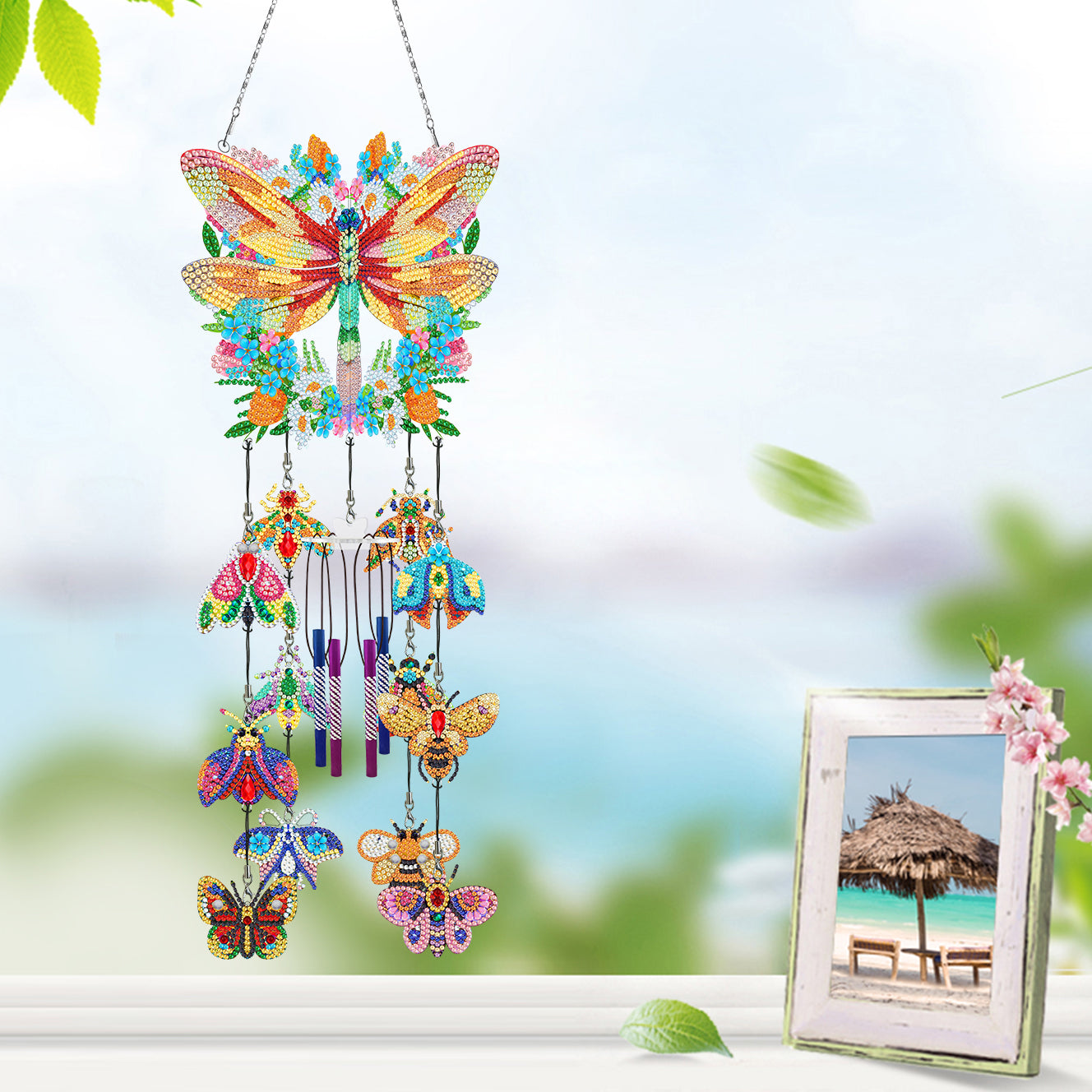 DIY Diamond Painting Double Sided 3D Wind Chime Pendant  Hanging Kit