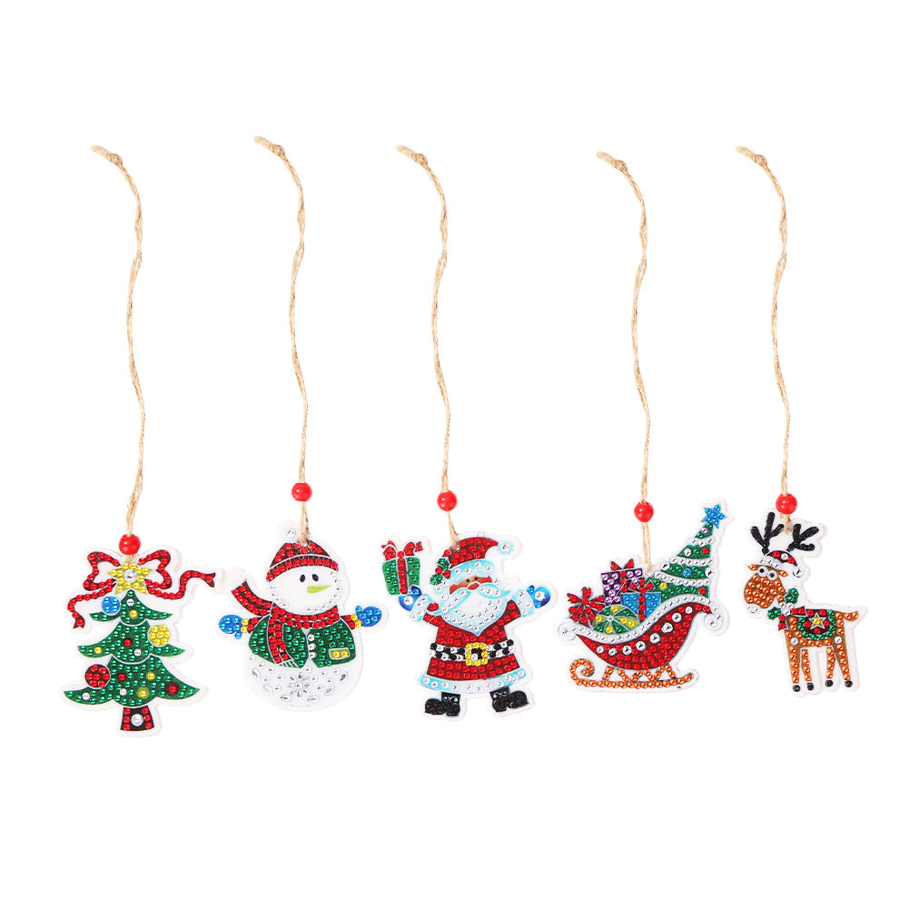 5pcs/set Double side Christmas Diamond Painting DIY Hanging Pendant Trees Decoration