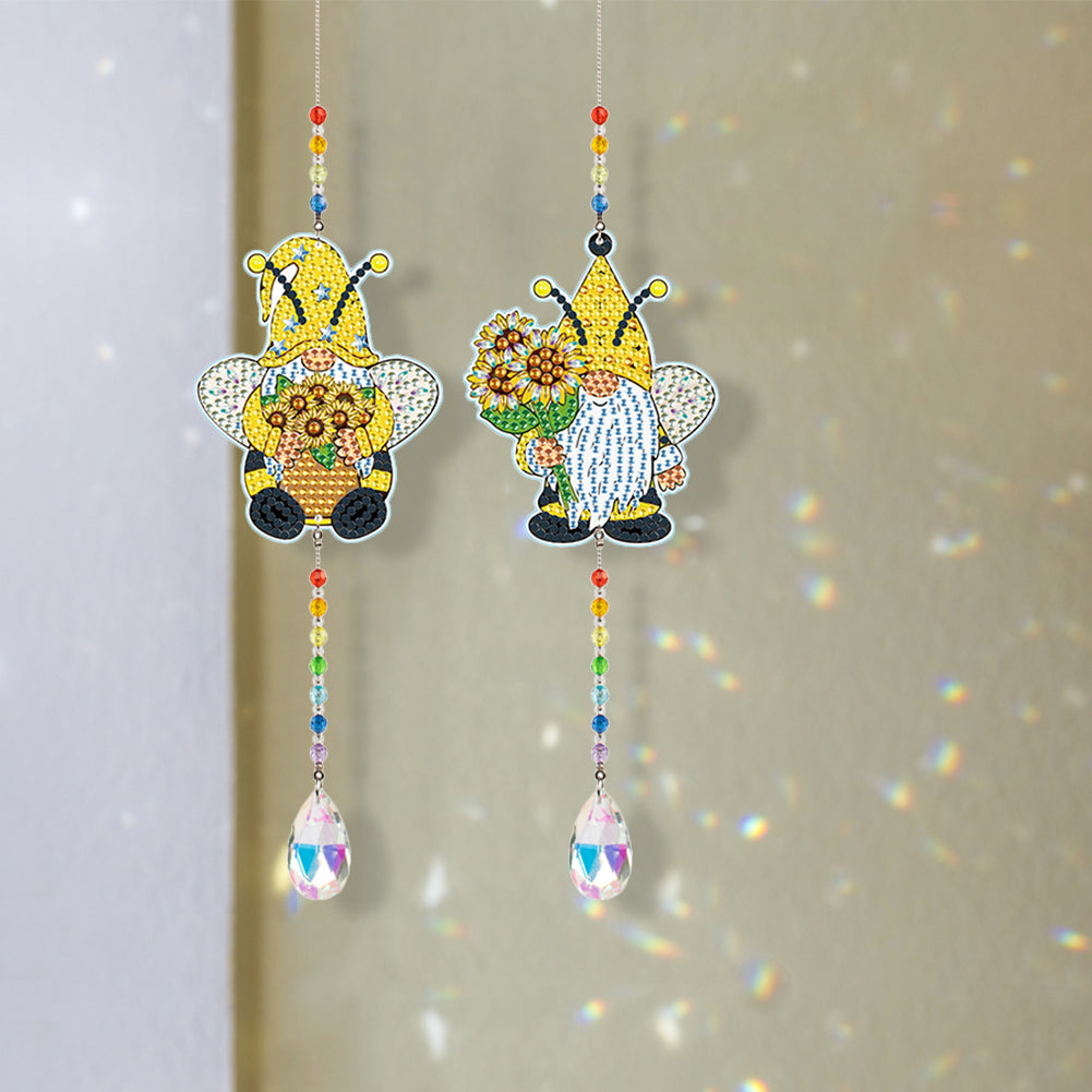 2pcs/set Crystal Sun Catcher Double-sided Diamond Painting Pendant Rainbow Chaser Hanging Kits