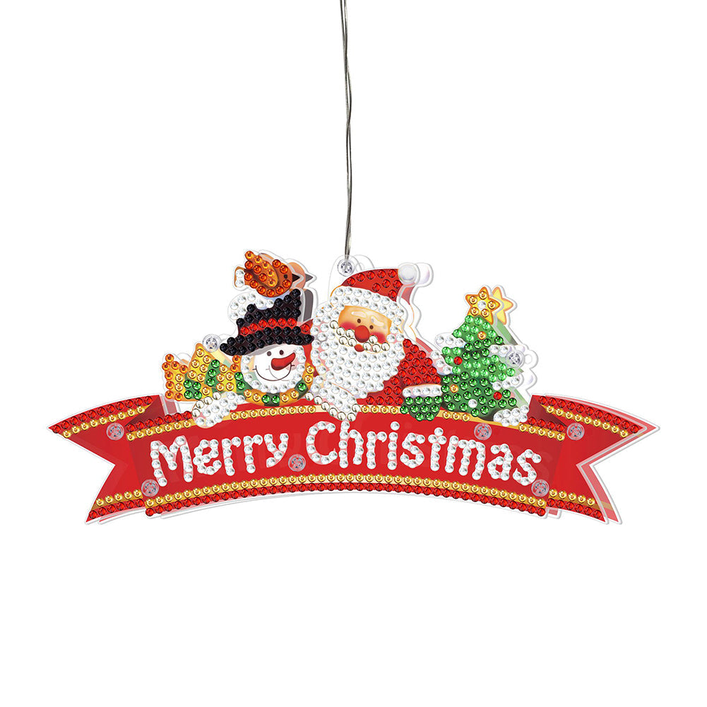 5D Christmas Diamond Painting Hanging Light Festive Rhinestone Lamp Pendant Kits