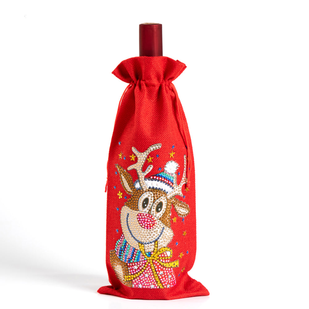 5D DIY Special Shaped Drill Diamond Painting Christmas Wine Bottle Bags Covers Kits