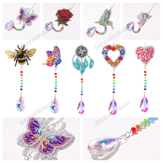 DIY 5D Diamond  Mosaic Sun Catcher Window Keyring PendantKits