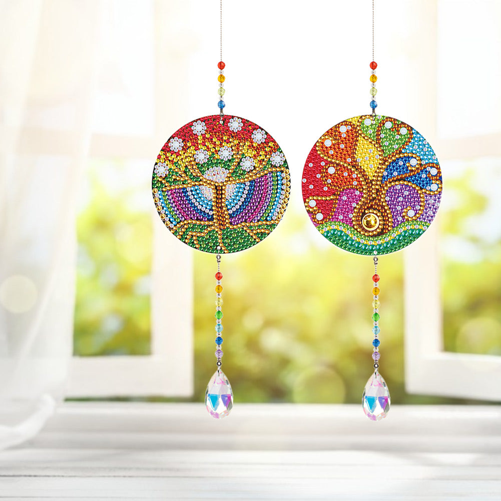 2pcs/set Crystal Sun Catcher Double-sided Diamond Painting Pendant Rainbow Chaser Hanging Kits