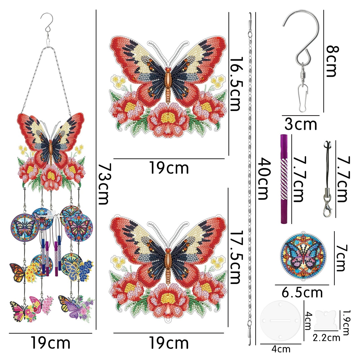 DIY Diamond Painting Double Sided 3D Wind Chime Pendant  Hanging Kit