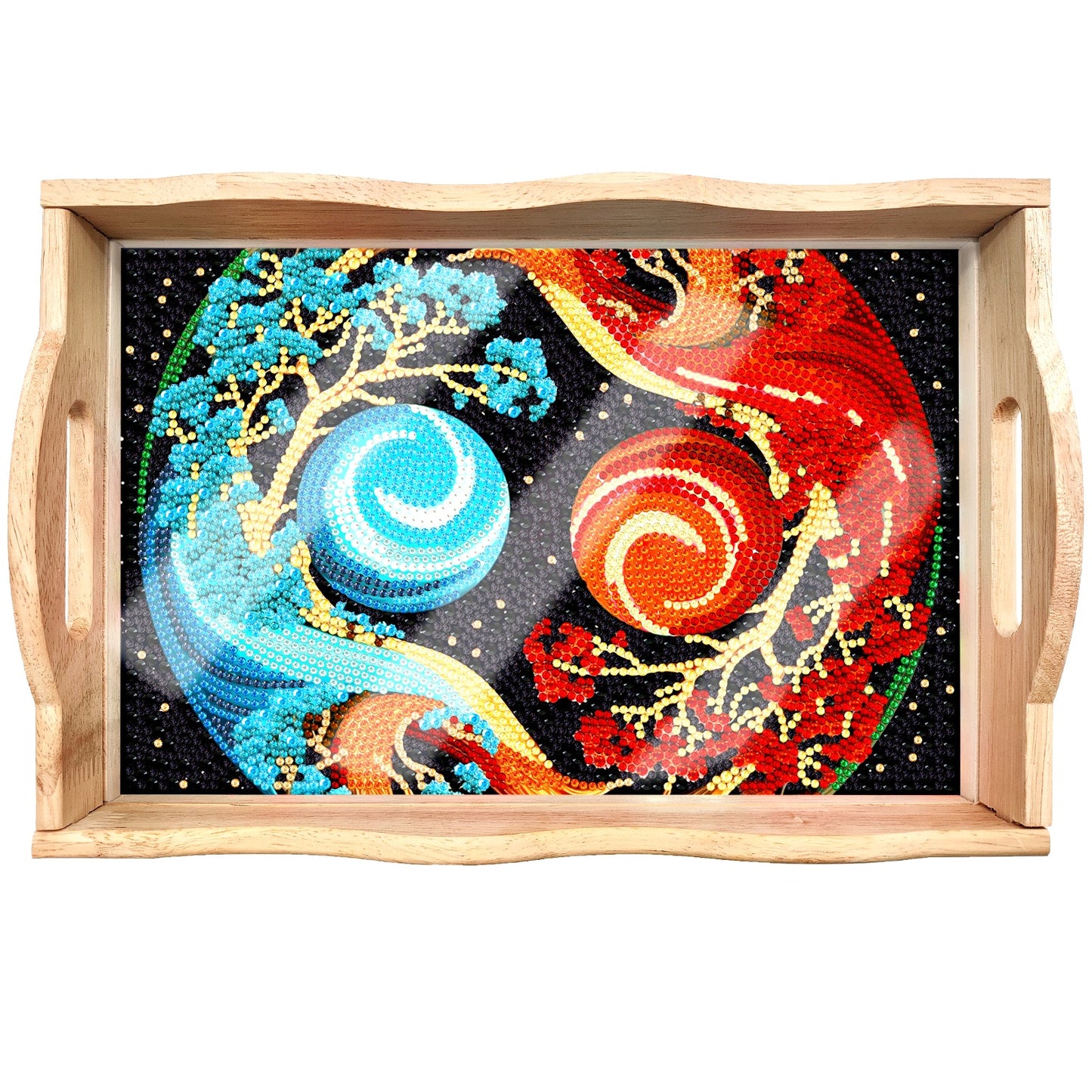 DIY Diamond Painting Wooden Tray Food Tray with Handle Living Room Decoration Mandala Wooden Tray Kit