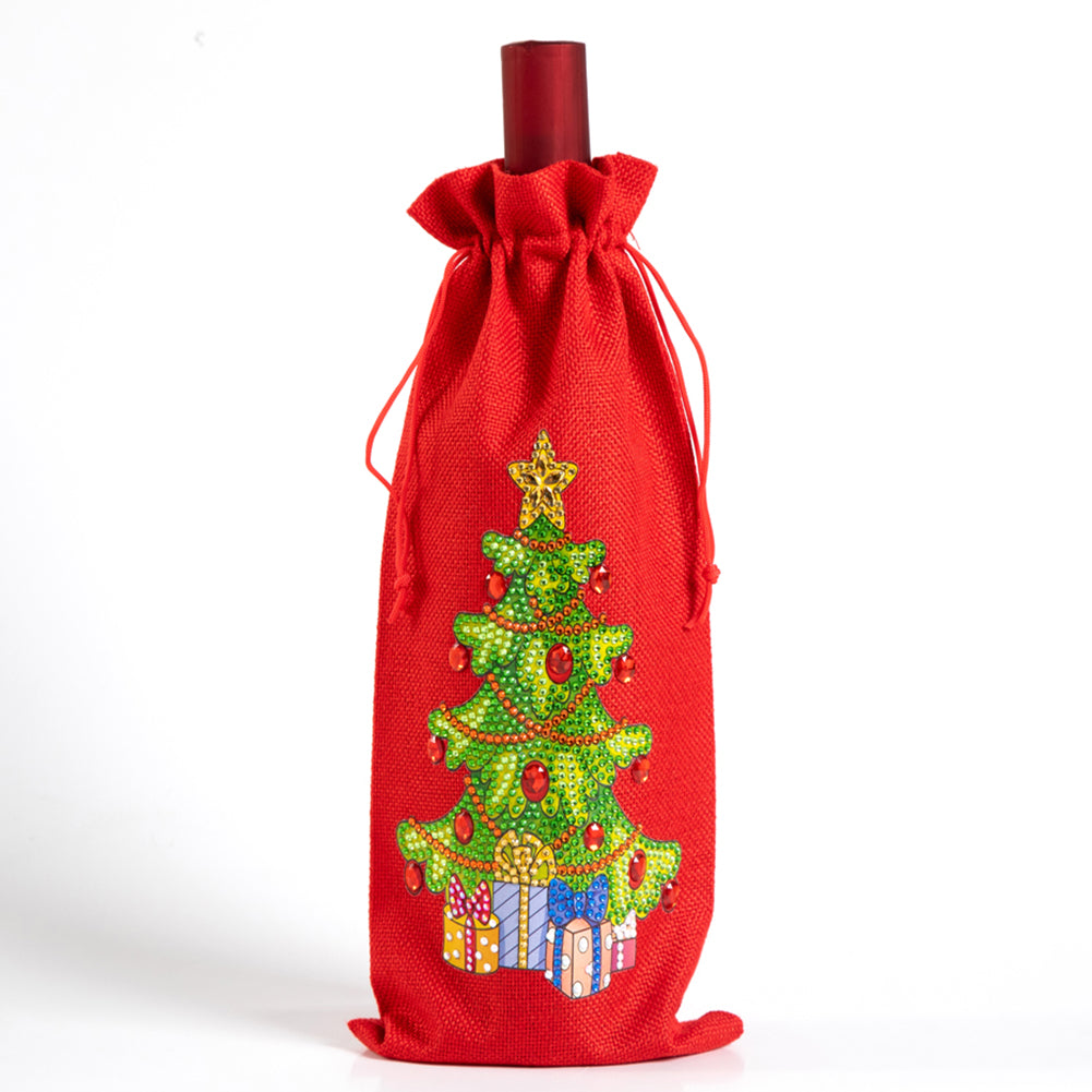 5D DIY Special Shaped Drill Diamond Painting Christmas Wine Bottle Bags Covers Kits