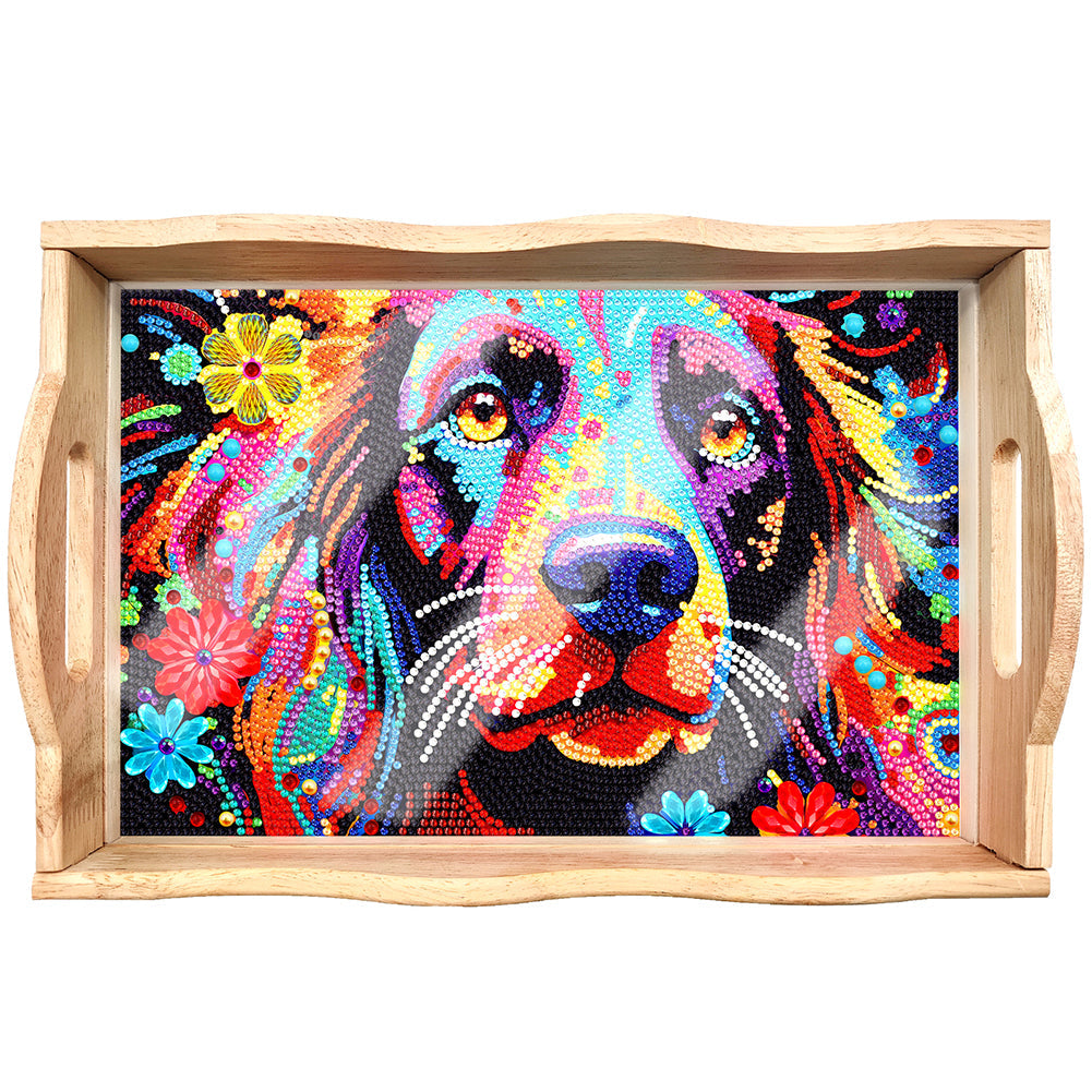 DIY Diamond Painting Wooden Tray Food Tray with Handle Living Room Decoration Mandala Wooden Tray Kit