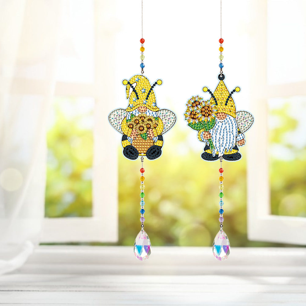 2pcs/set Crystal Sun Catcher Double-sided Diamond Painting Pendant Rainbow Chaser Hanging Kits