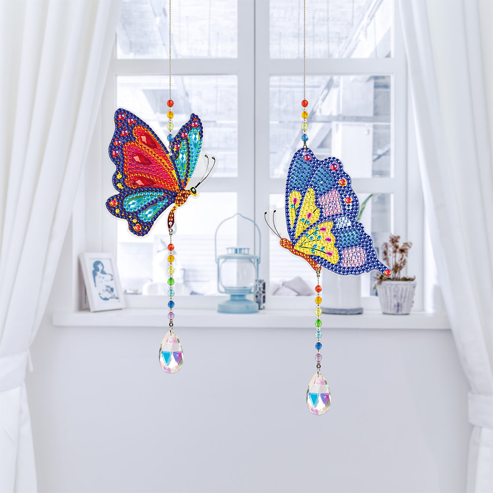 2pcs/set Crystal Sun Catcher Double-sided Diamond Painting Pendant Rainbow Chaser Hanging Kits