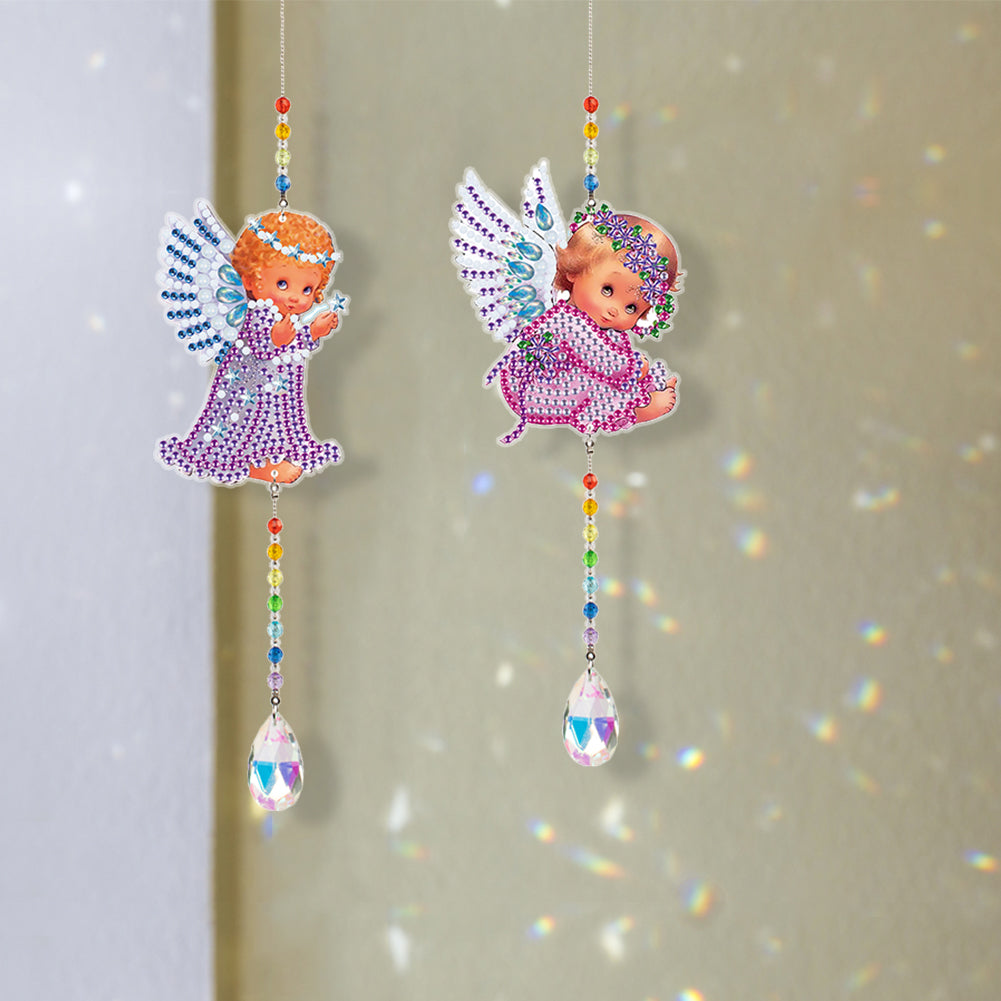 2pcs/set Crystal Sun Catcher Double-sided Diamond Painting Pendant Rainbow Chaser Hanging Kits