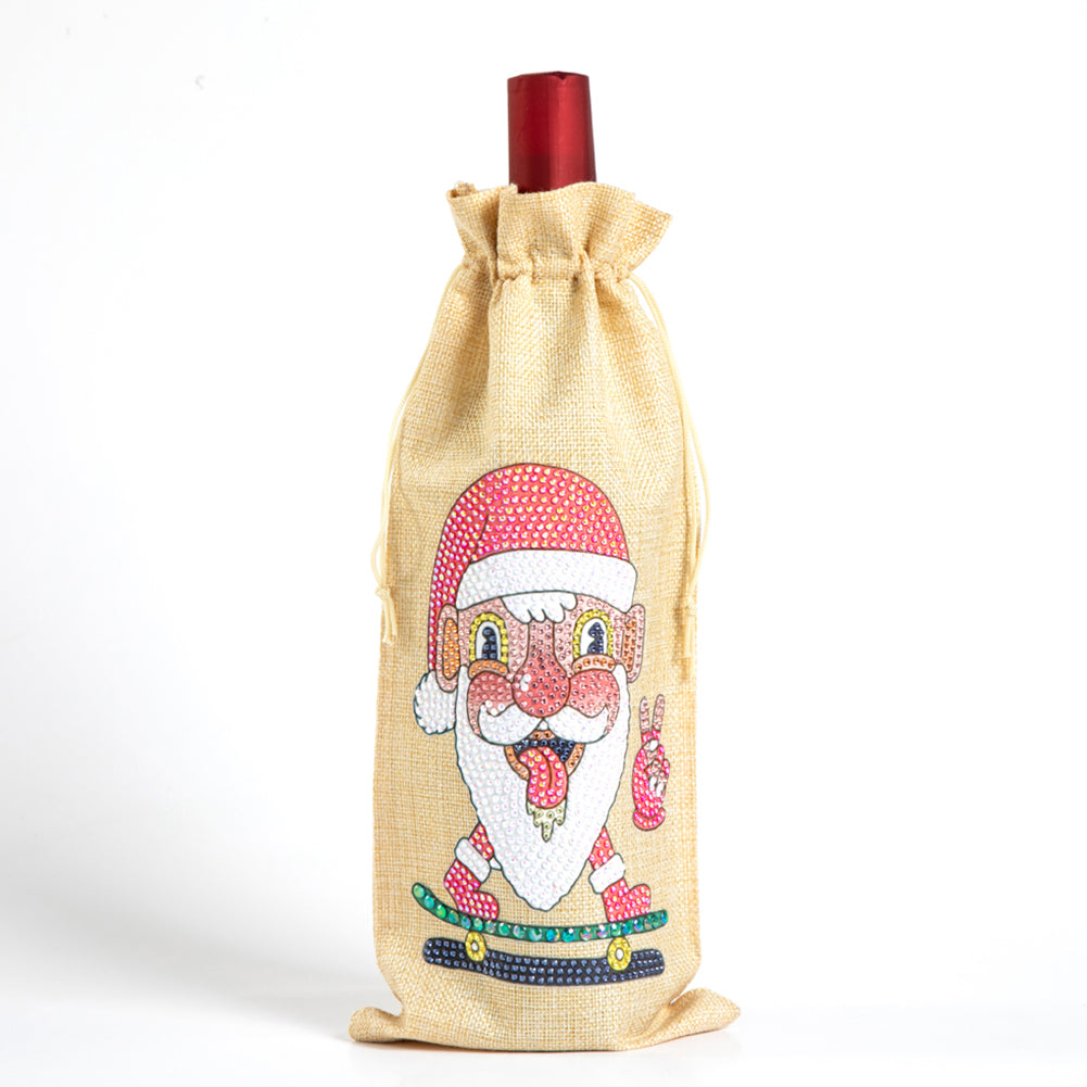 5D DIY Special Shaped Drill Diamond Painting Christmas Wine Bottle Bags Covers Kits