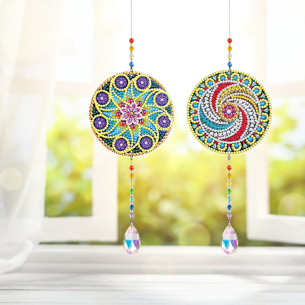 2pcs/set Crystal Sun Catcher Double-sided Diamond Painting Pendant Rainbow Chaser Hanging Kits