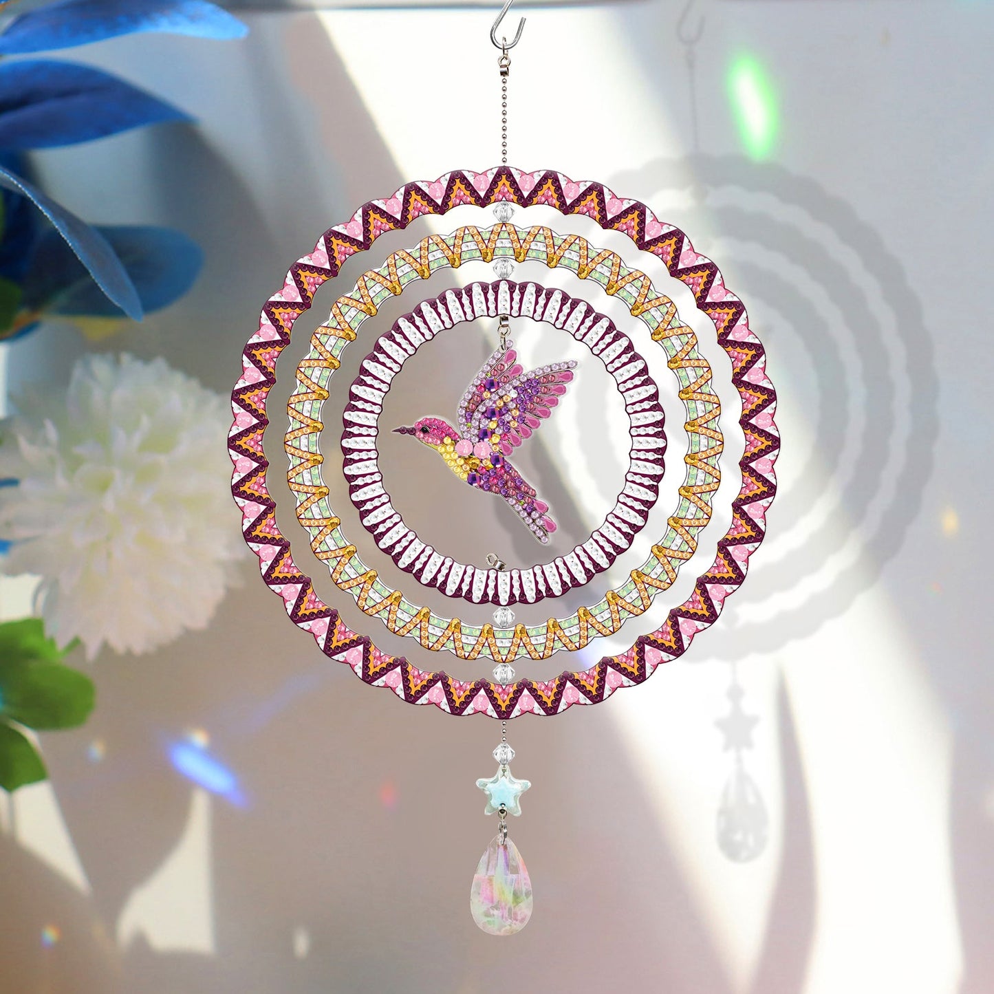 DIY Diamond Painting Double-sided Rotatable Bird Hanging Wind Chime Suncatcher Hanging Kit