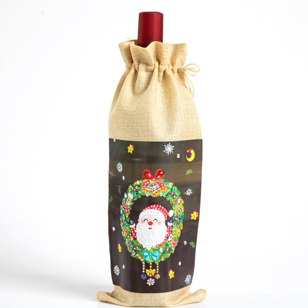 5D DIY Special Shaped Drill Diamond Painting Christmas Wine Bottle Bags Covers Kits