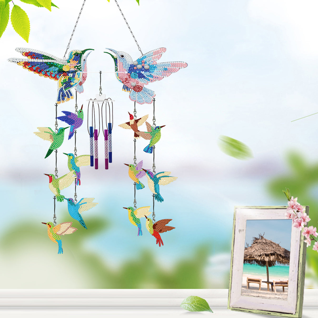 DIY Diamond Painting Double Sided 3D Wind Chime Pendant  Hanging Kit