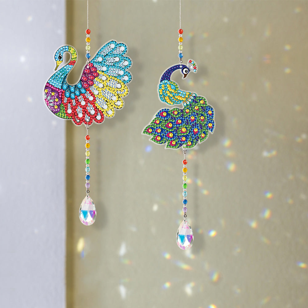 2pcs/set Crystal Sun Catcher Double-sided Diamond Painting Pendant Rainbow Chaser Hanging Kits