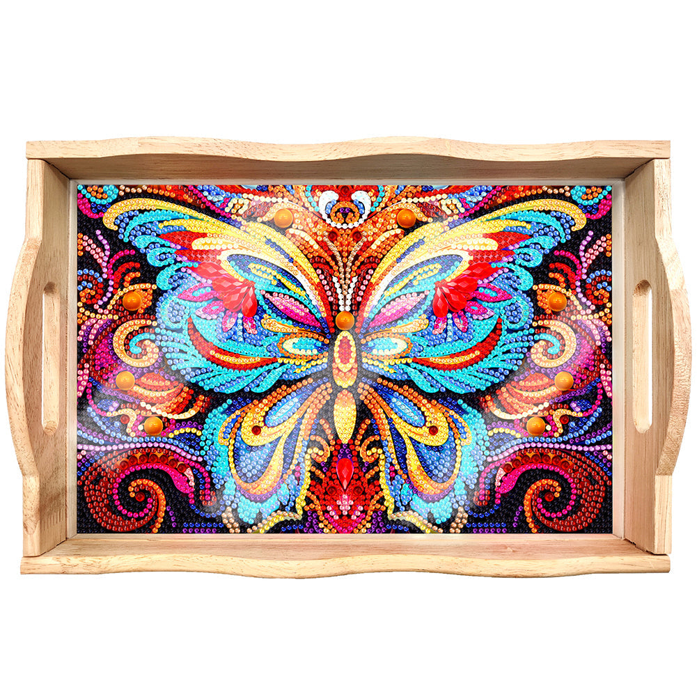 DIY Diamond Painting Wooden Tray Food Tray with Handle Living Room Decoration Mandala Wooden Tray Kit