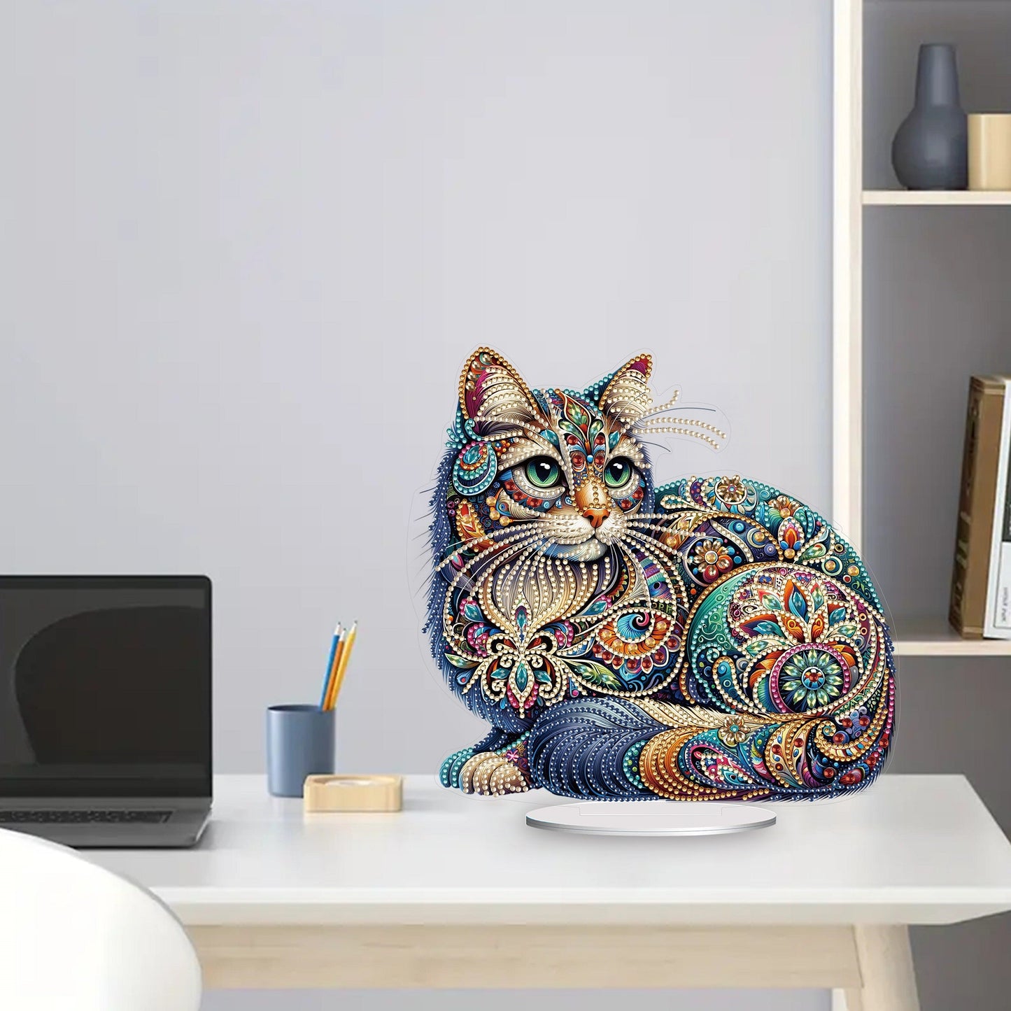 5D DIY Special Shape Diamond Painting Desk Ornament Cat Decor Kit