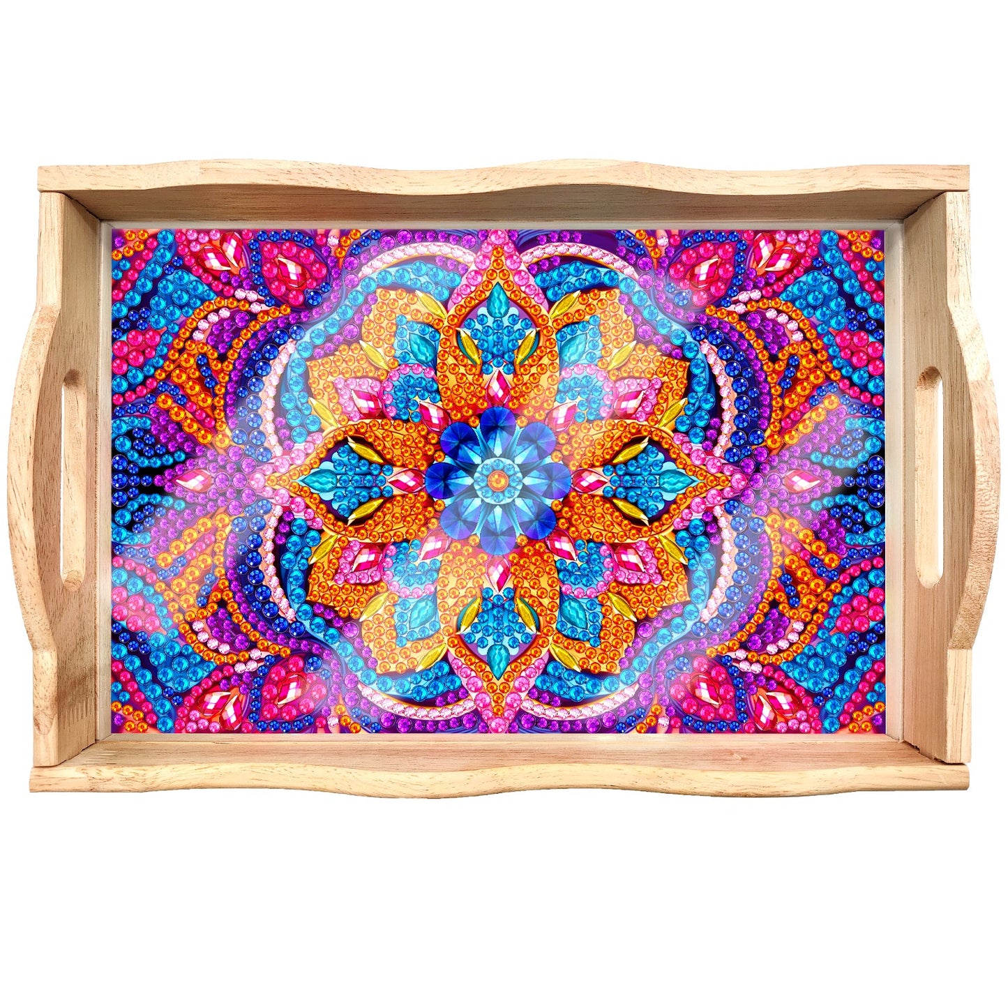 DIY Diamond Painting Wooden Tray Food Tray with Handle Living Room Decoration Mandala Wooden Tray Kit