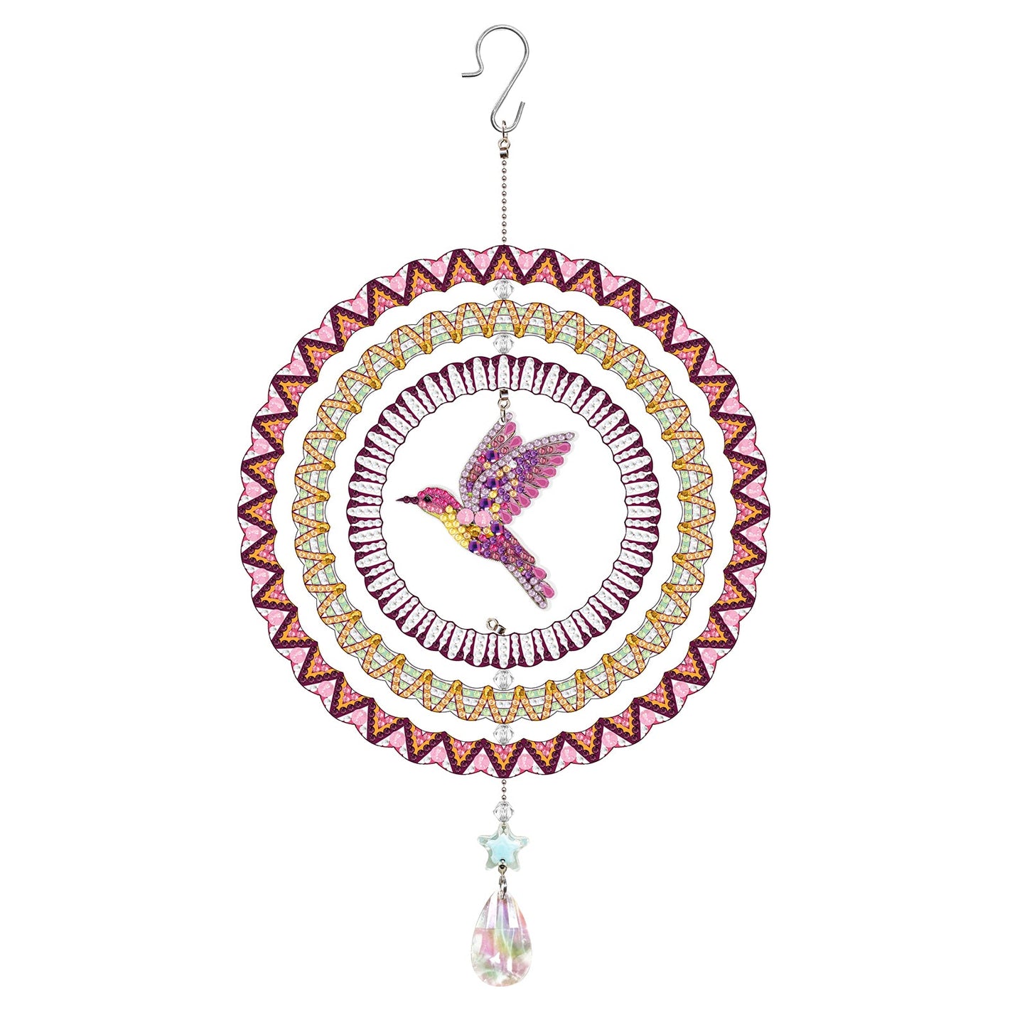 DIY Diamond Painting Double-sided Rotatable Bird Hanging Wind Chime Suncatcher Hanging Kit