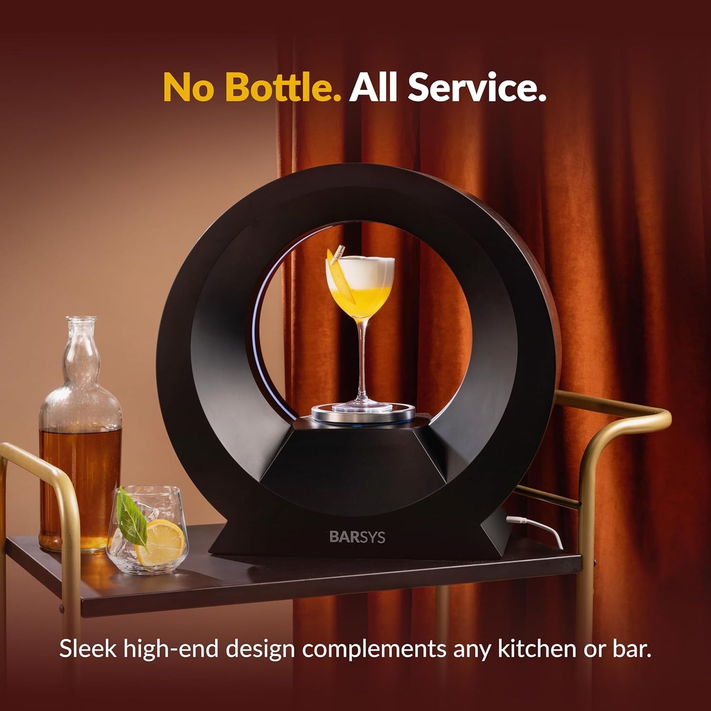 Home Bar Cocktail Drink Mixer, Cocktail and Mocktail Drink Maker, App-Enabled Personalized Drinks -Cocktail Mixer (Black)