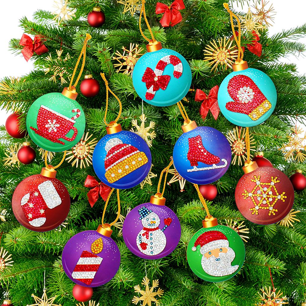 10pcs DIY Diamond Painting Special Shape Christmas Tree Pendants Decoration