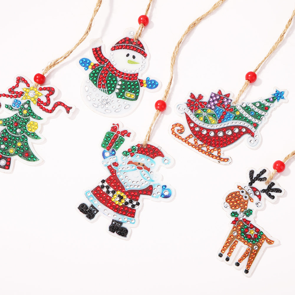 5pcs/set Double side Christmas Diamond Painting DIY Hanging Pendant Trees Decoration