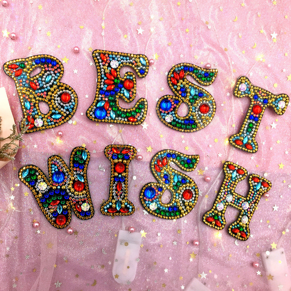 26 Letters 1pc Diamond Painting DIY Keychain Women Girl Bag Keyring Pendant Gift