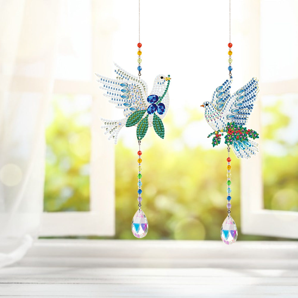 2pcs/set Crystal Sun Catcher Double-sided Diamond Painting Pendant Rainbow Chaser Hanging Kits