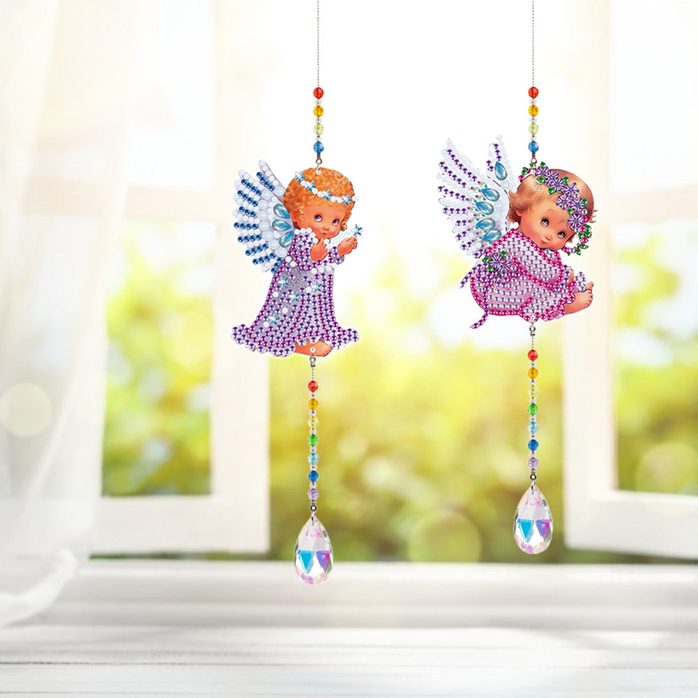 2pcs/set Crystal Sun Catcher Double-sided Diamond Painting Pendant Rainbow Chaser Hanging Kits