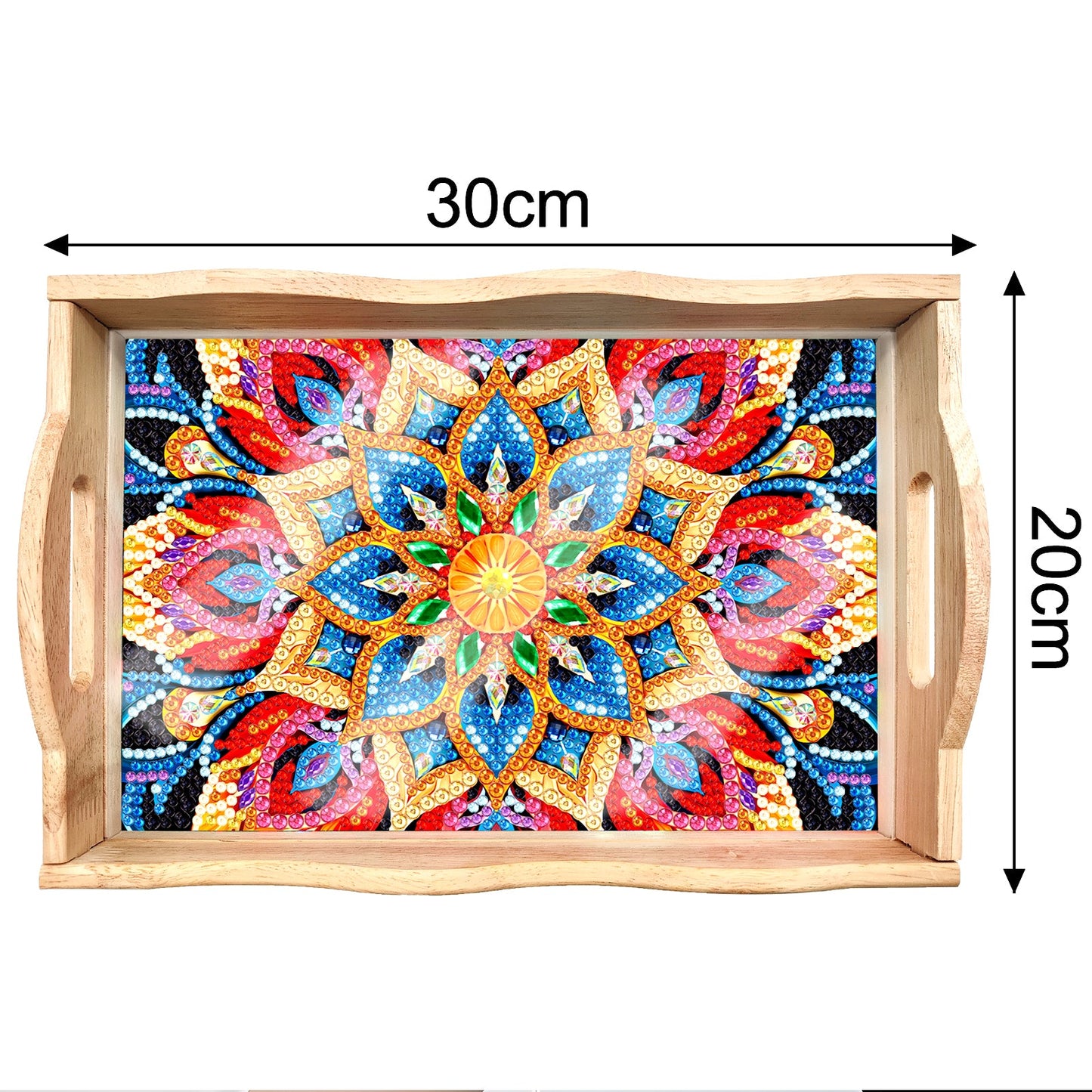 DIY Diamond Painting Wooden Tray Food Tray with Handle Living Room Decoration Mandala Wooden Tray Kit