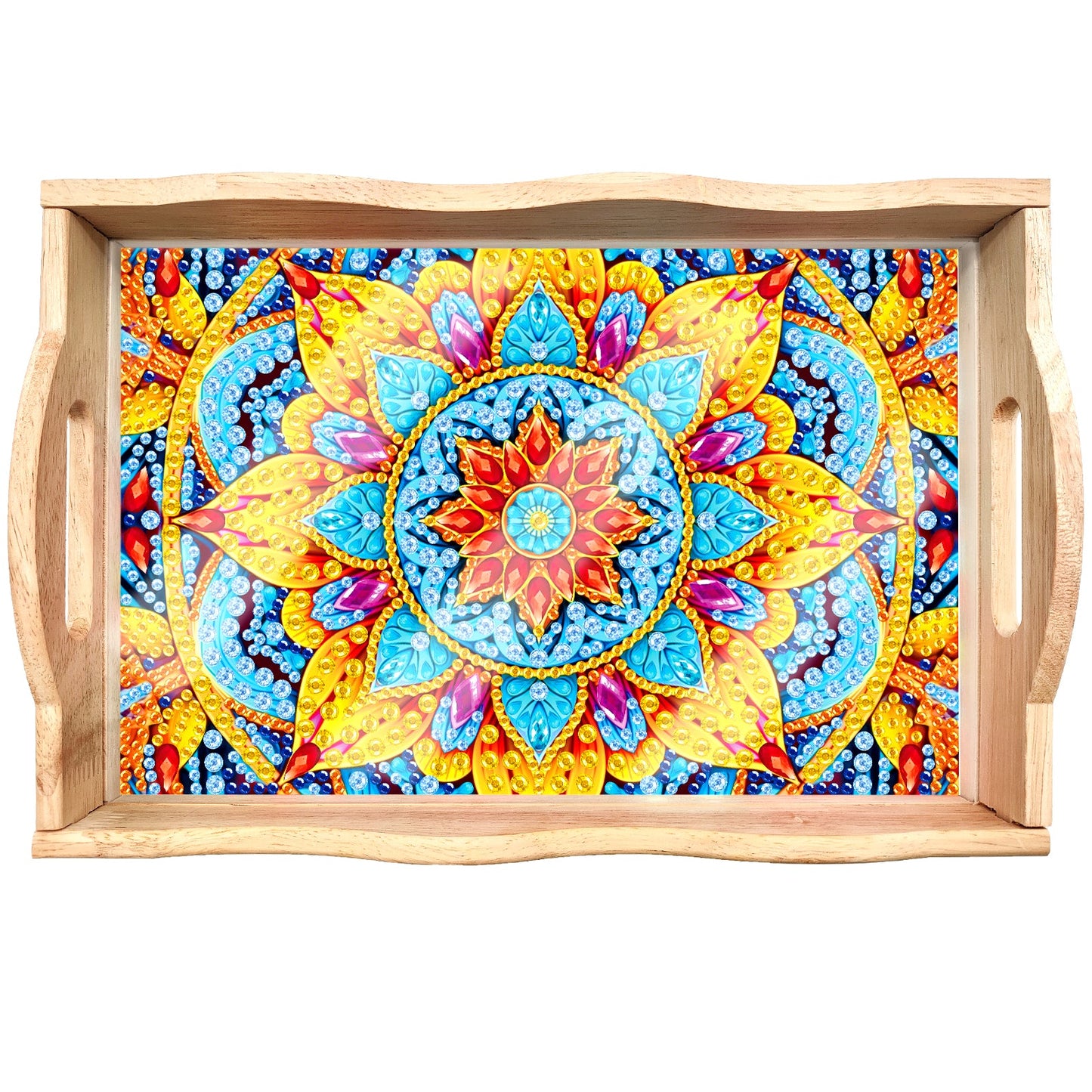 DIY Diamond Painting Wooden Tray Food Tray with Handle Living Room Decoration Mandala Wooden Tray Kit