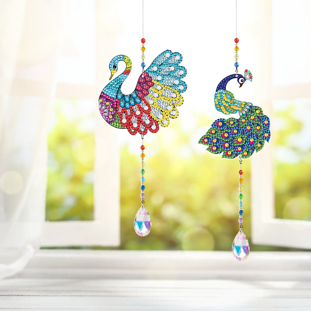 2pcs/set Crystal Sun Catcher Double-sided Diamond Painting Pendant Rainbow Chaser Hanging Kits