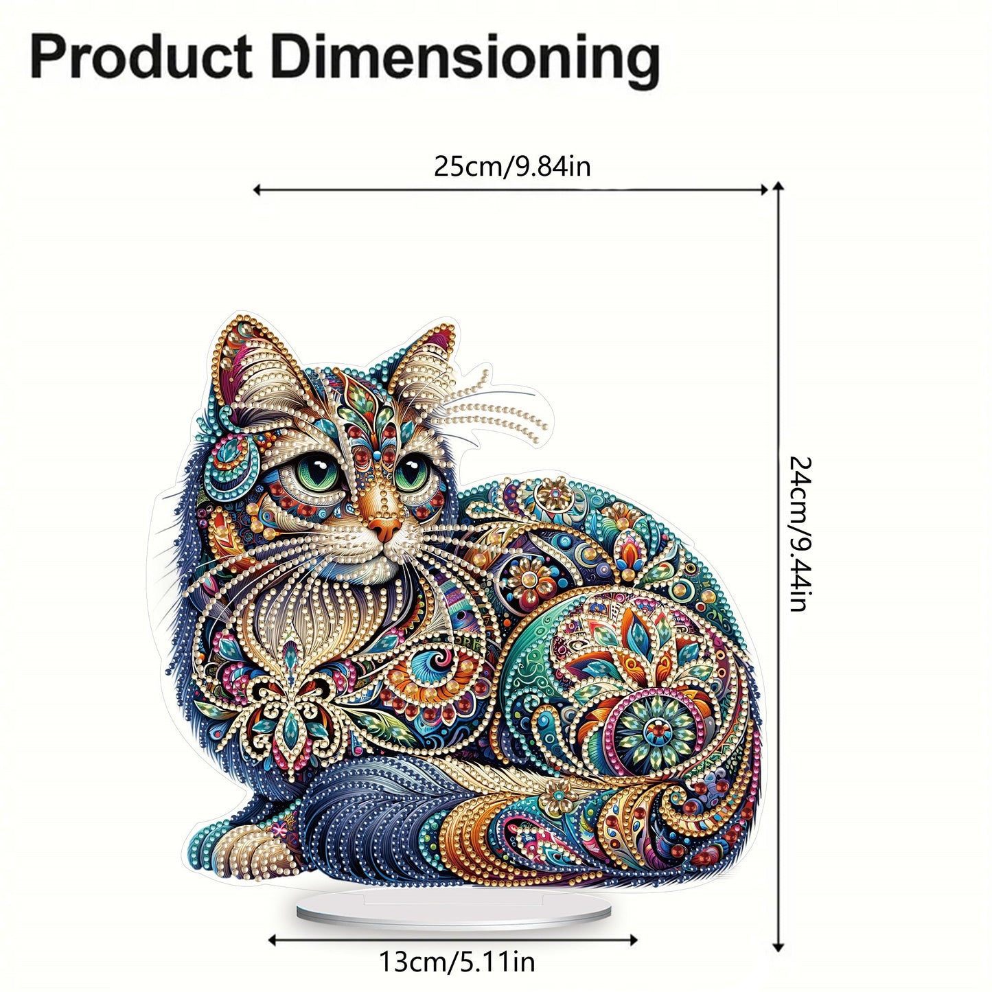 5D DIY Special Shape Diamond Painting Desk Ornament Cat Decor Kit