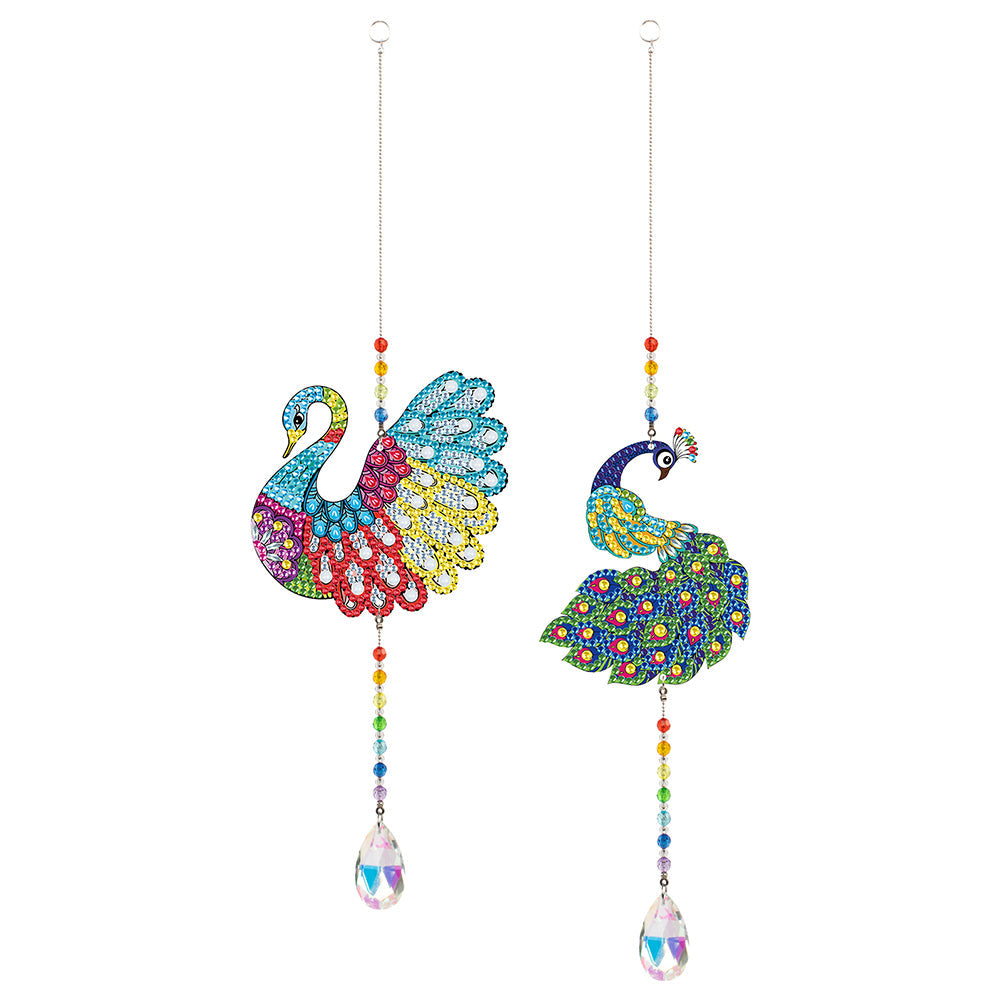 2pcs/set Crystal Sun Catcher Double-sided Diamond Painting Pendant Rainbow Chaser Hanging Kits