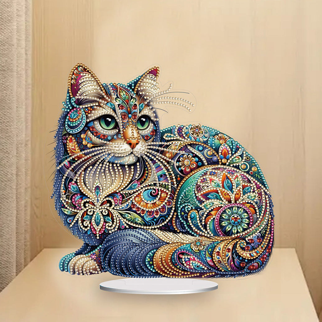 5D DIY Special Shape Diamond Painting Desk Ornament Cat Decor Kit