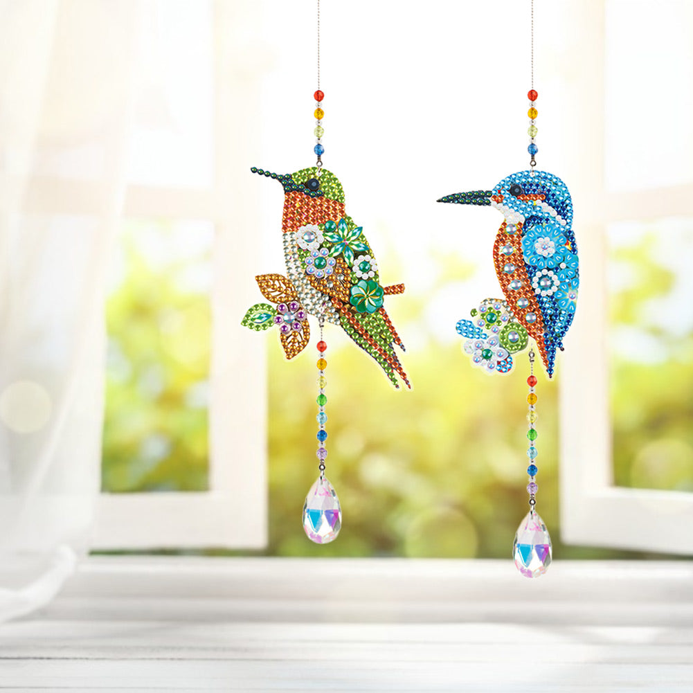 2pcs/set Crystal Sun Catcher Double-sided Diamond Painting Pendant Rainbow Chaser Hanging Kits