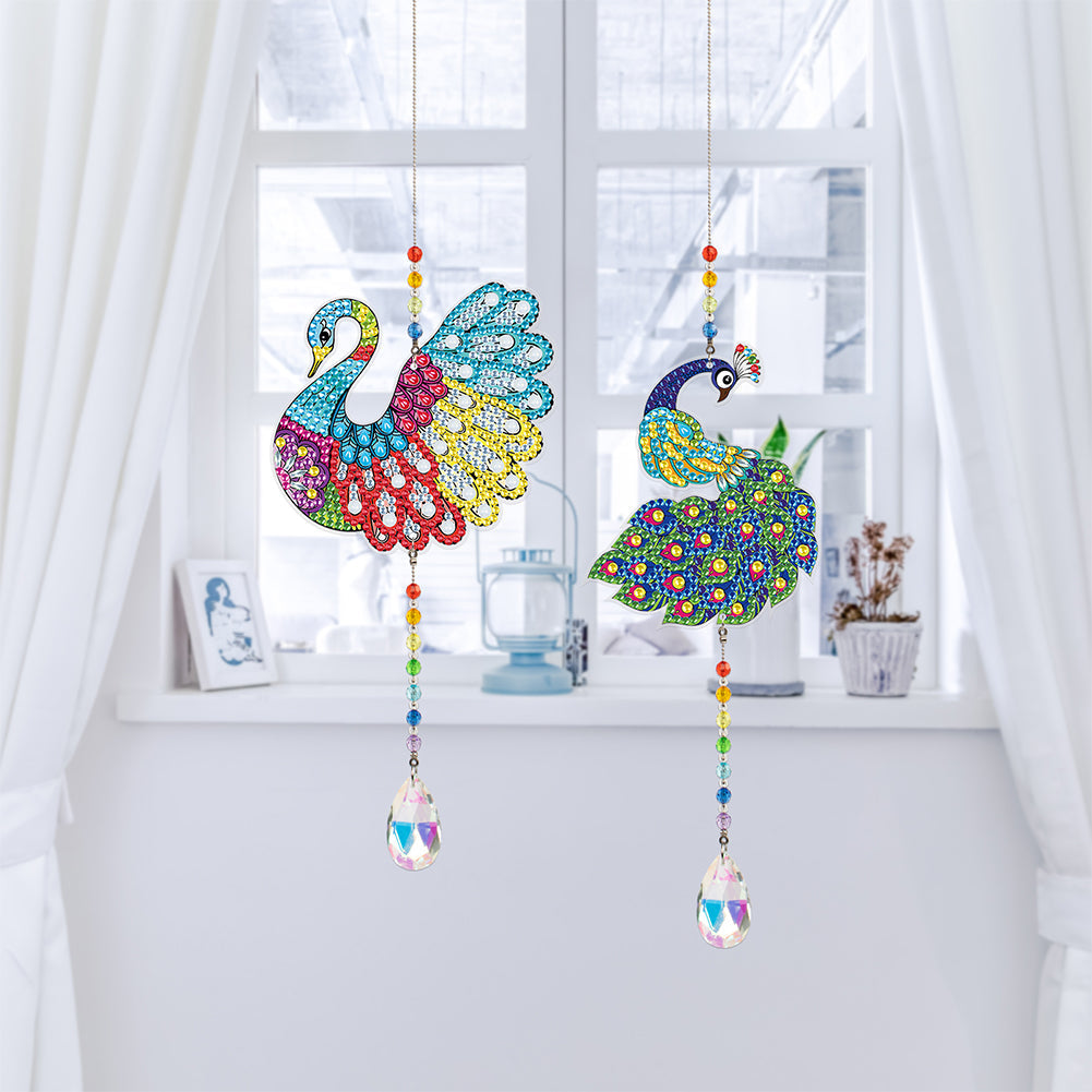 2pcs/set Crystal Sun Catcher Double-sided Diamond Painting Pendant Rainbow Chaser Hanging Kits