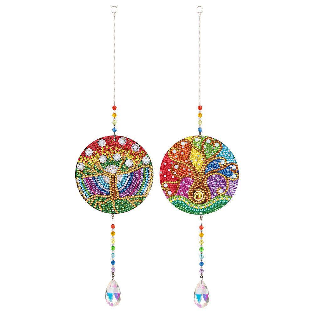 2pcs/set Crystal Sun Catcher Double-sided Diamond Painting Pendant Rainbow Chaser Hanging Kits