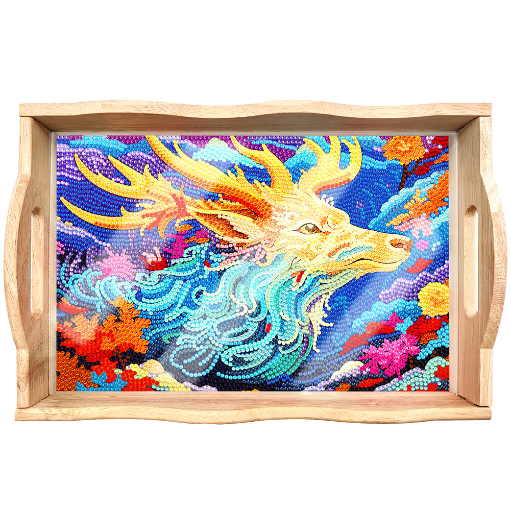 DIY Diamond Painting Wooden Tray Food Tray with Handle Living Room Decoration Mandala Wooden Tray Kit