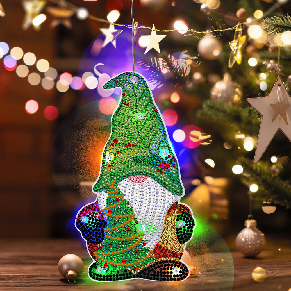 5D Christmas Diamond Painting Hanging Light Festive Rhinestone Lamp Pendant Kits