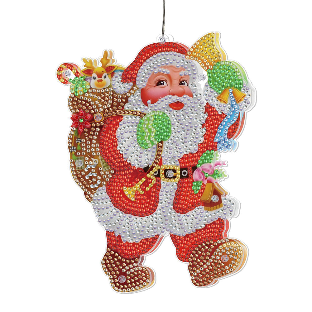 5D Christmas Diamond Painting Hanging Light Festive Rhinestone Lamp Pendant Kits