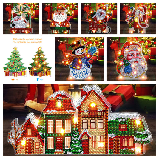 DIY Diamond Painting LED Christmas Light Double-side Drill Night Lamp Decor Kits