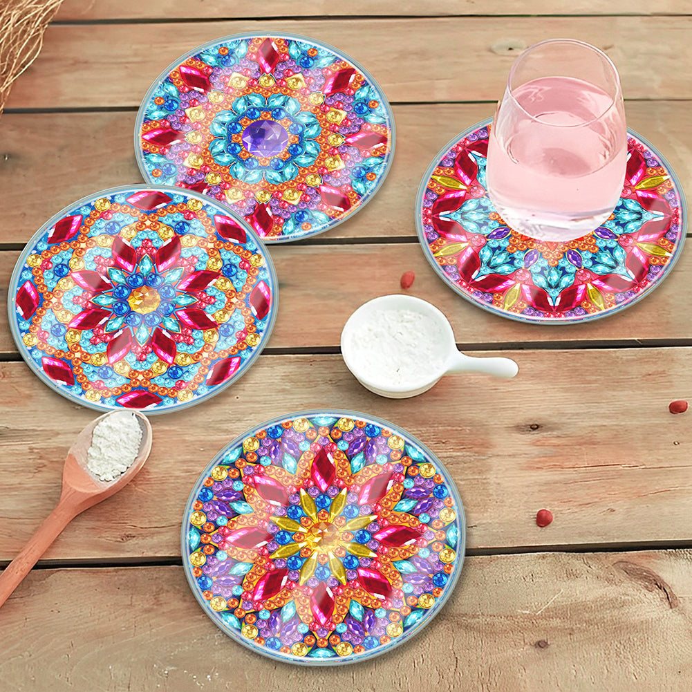 [Upgrade]6pcs/set DIY Diamond Painting Waterproof Case Classic Mandala Coaster Gift Decor Set