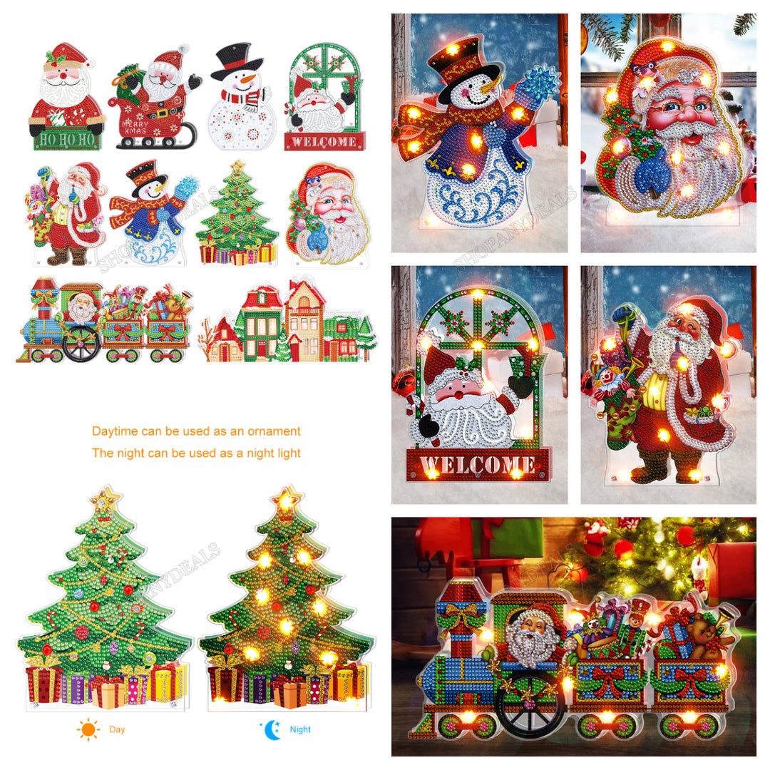 DIY Diamond Painting LED Christmas Light Double-side Drill Night Lamp Decor Kits