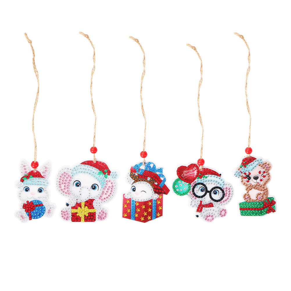 5pcs/set Double side Christmas Diamond Painting DIY Hanging Pendant Trees Decoration