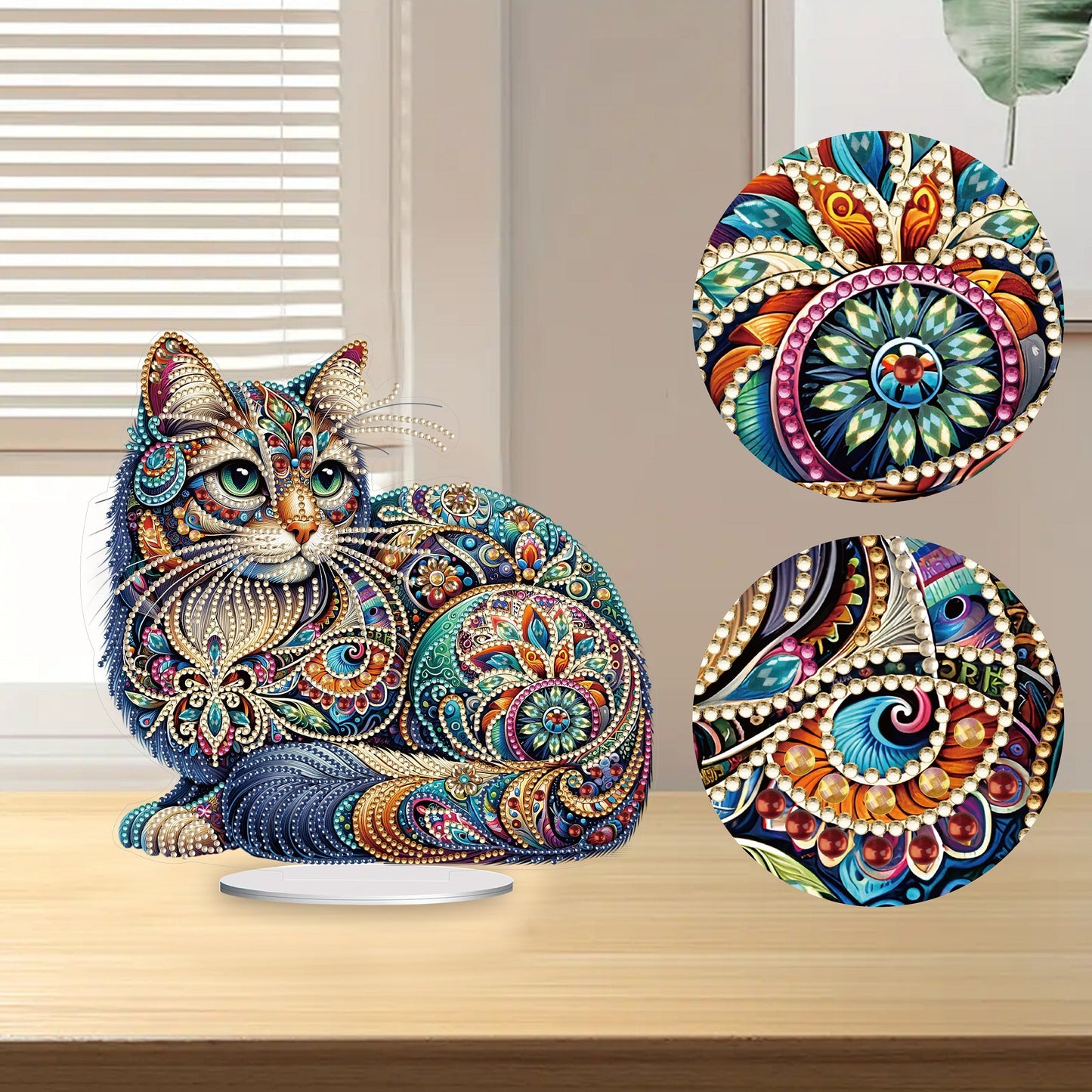 5D DIY Special Shape Diamond Painting Desk Ornament Cat Decor Kit