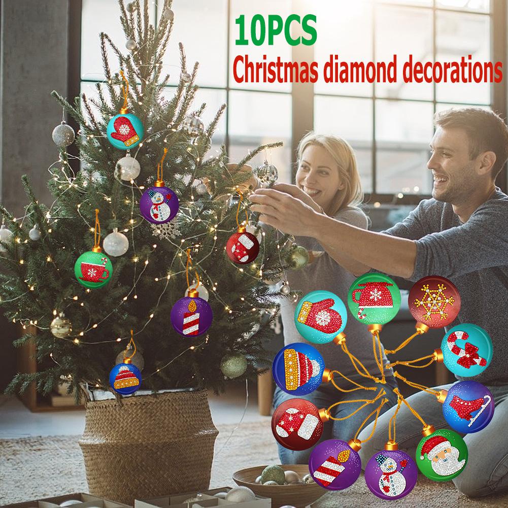 10pcs DIY Diamond Painting Special Shape Christmas Tree Pendants Decoration